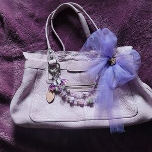 Coach Lavender Shoulder Bag with Bow Accent
